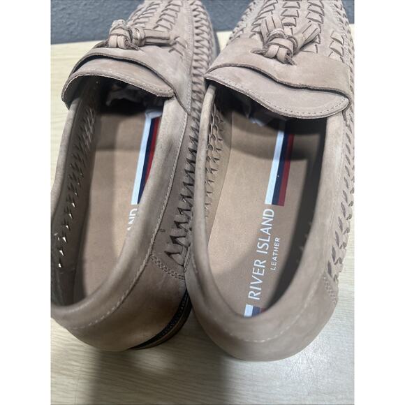 River Island Rumble Leather Woven Tassel Front Huaraches Color Stone Men Size 44 main image 9